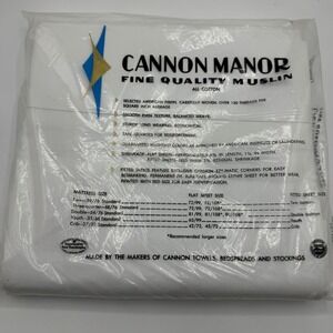 Cannon Manor Fine Quality Muslin All Cotton Flat Sheet Twin 72x108‎ White
